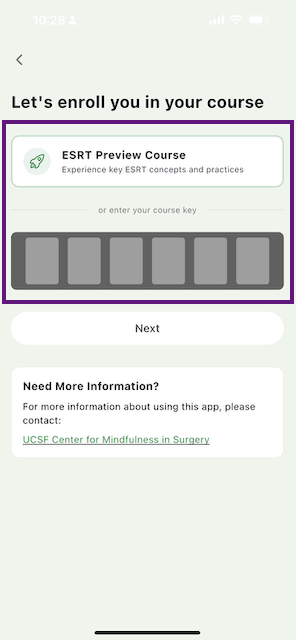Course Enrollment Screen