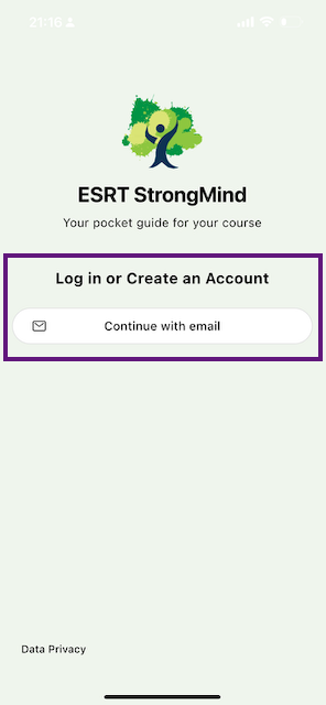 Sign up or Log in Screen
